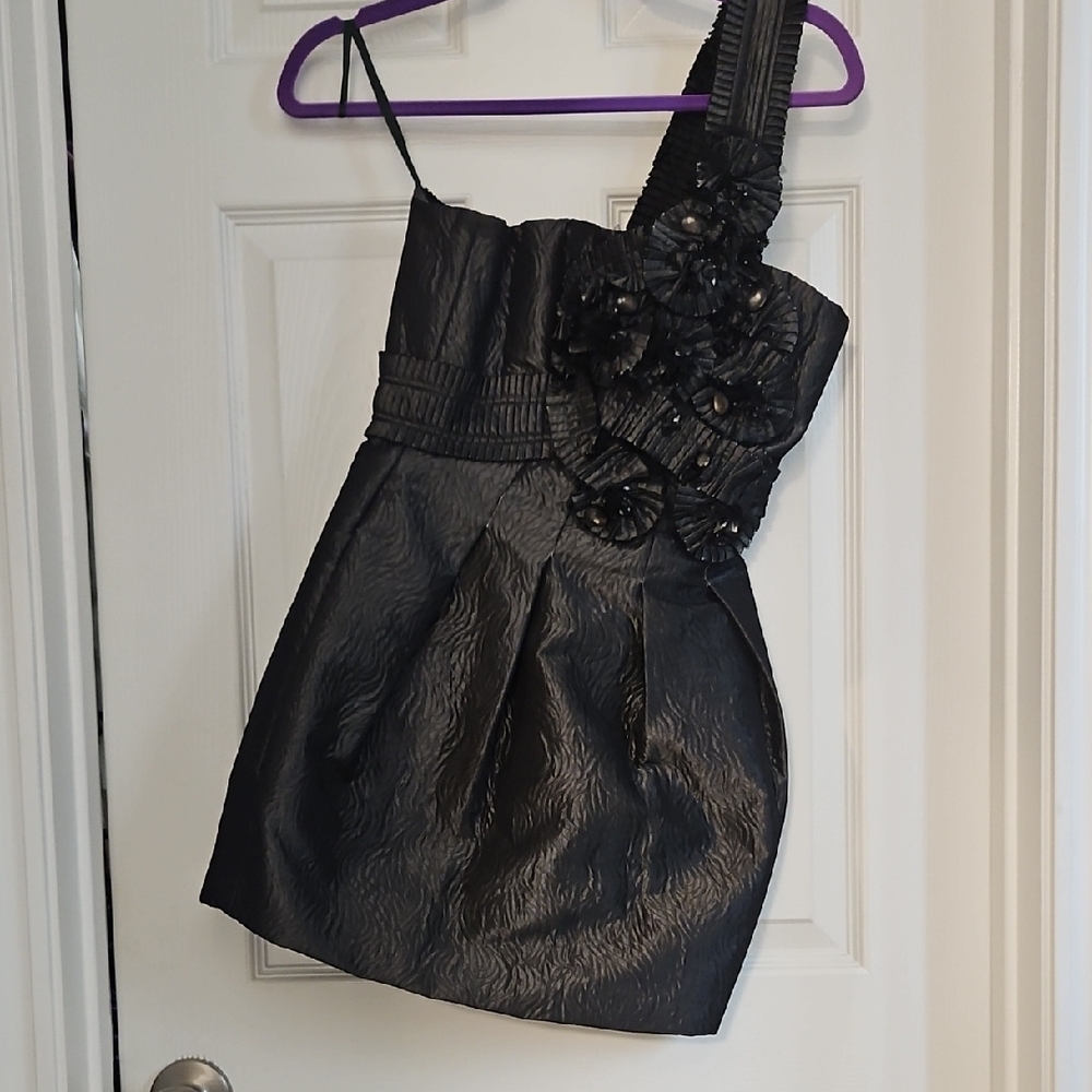 BCBGMaxAzria Black One-Shoulder Mini Dress
